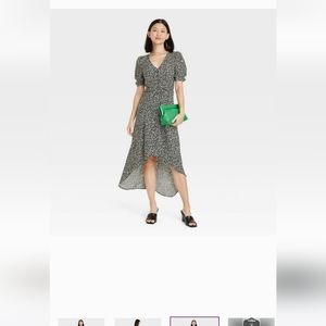 A NEW DAY WOMENS CREPE SHORT SLEEVE MIDI DRESS. GREEN FLORAL . NWT. XS